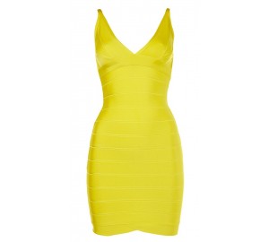 Ari v-neck yellow bandage dress